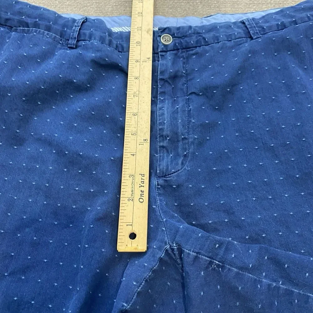 Peter Millar Chino Shorts Men's 42 Blue Polka‎ Dot Flat Front Cotton Preppy Logo
